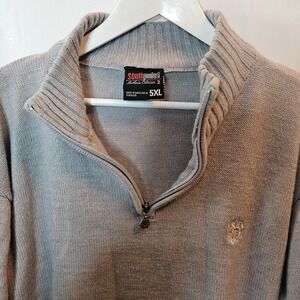SOUTHPOLE VTG Gray 1/4 Zip Knit SWEATER Men's Sz 5X Y2K Streetwear Mock Collar